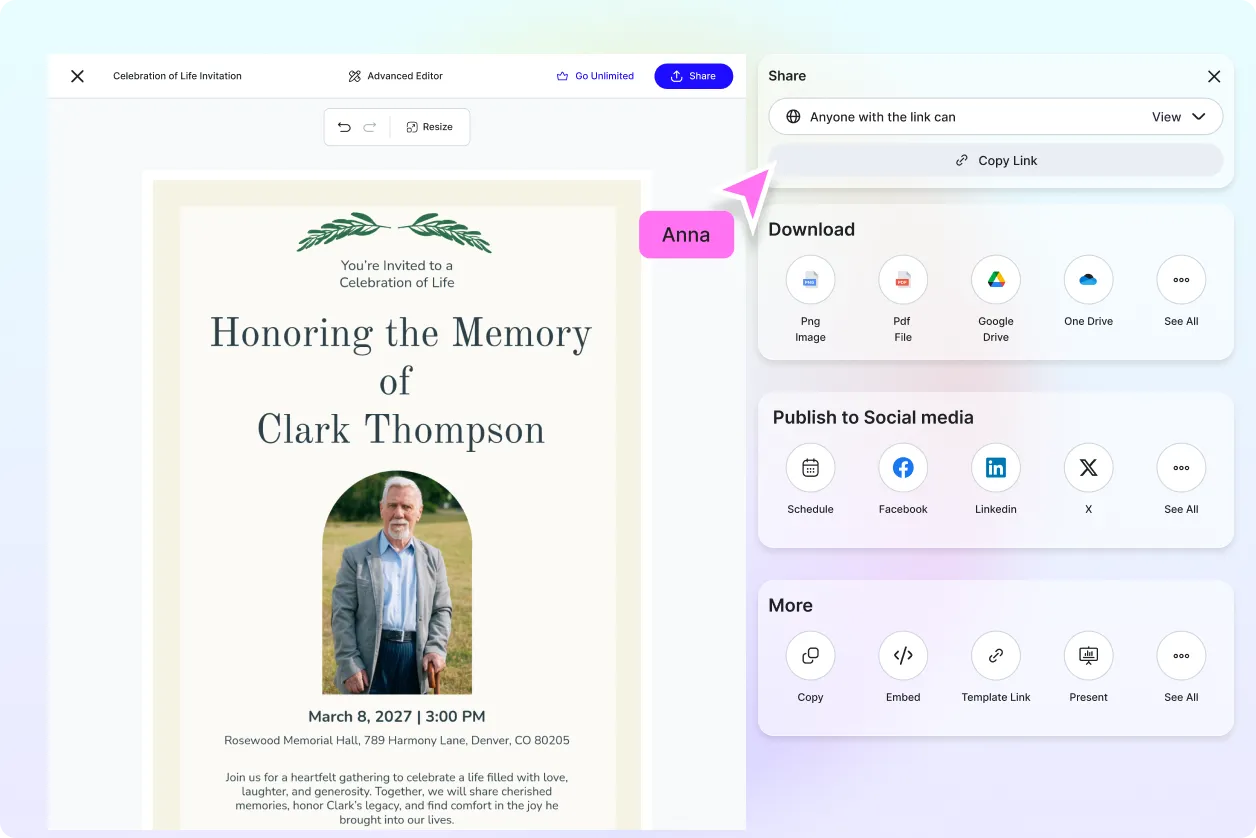 Free AI Celebration of Life Invitation Generator, Free Invitation Design Maker Online